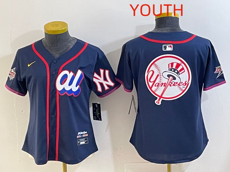 Youth 2025 New York Yankees Blank Drak Blue All star Nike MLB Jersey style 016
